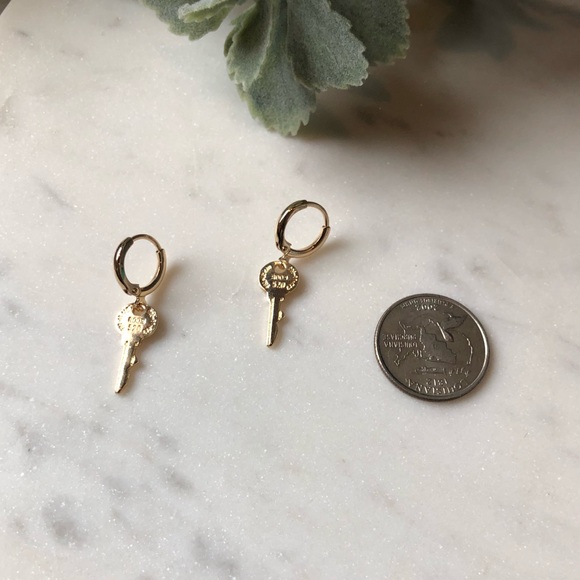 Mini Key Hoop Earrings - Picture 3 of 4